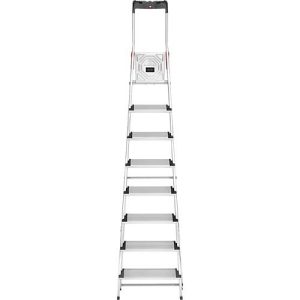 Stufenstehleiter Hailo L80 ComfortLine, EN 131, mit Multifunktionsschale & XXL-Stufen, bis 150 kg, 8 Stufen