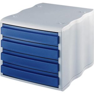 styro® Schubladenbox wave, 4 Schübe, Polystyrol, grau/blau styro® Schubladenbox wave, 4 Schübe, Polystyrol, grau/blau
