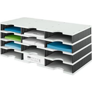 styro® Sortierstation styrodoc Standard, DIN C4, 4 Etagen/3-reihig/12 Fächer, grau/schwarz