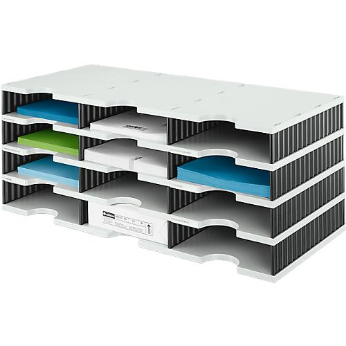 styro® Sortierstation styrodoc Standard, DIN C4, 4 Etagen/3-reihig/12 Fächer, grau/schwarz