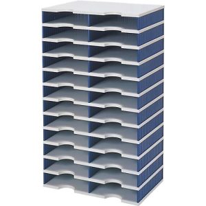 styro® Sortierstation styrodoc Standard SET, DIN C4, 12 Etagen/2-reihig/24 Fächer, grau/blau styro® Sortierstation styrodoc Standard SET, DIN C4, 12 Etagen/2-reihig/24 Fächer, grau/blau