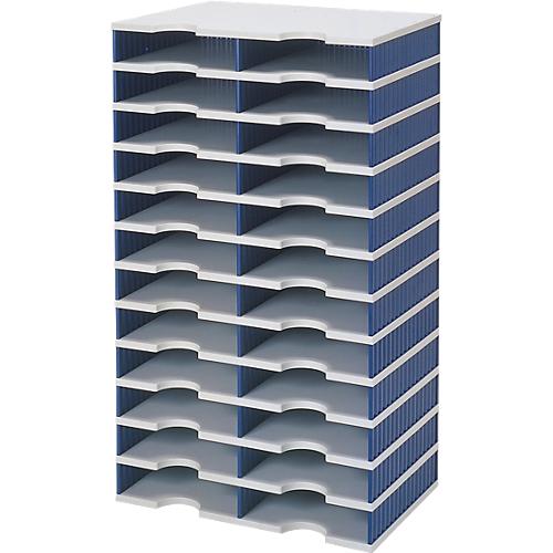 styro® Sortierstation styrodoc Standard SET, DIN C4, 12 Etagen/2-reihig/24 Fächer, grau/blau