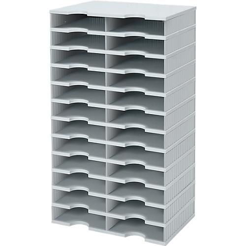 styro® Sortierstation styrodoc Standard SET, DIN C4, 12 Etagen/2-reihig/24 Fächer, grau/grau