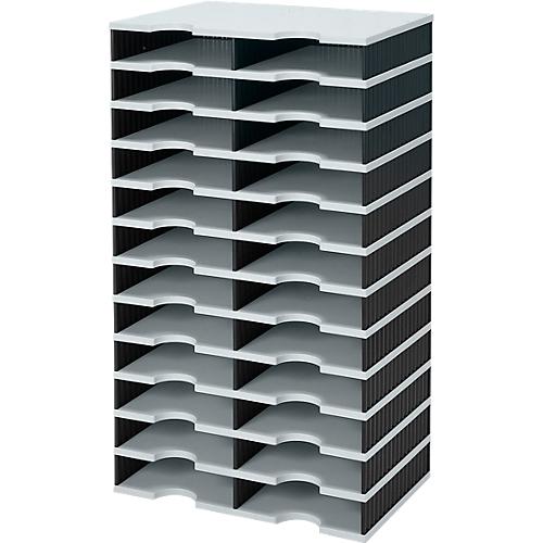 styro® Sortierstation styrodoc Standard SET, DIN C4, 12 Etagen/2-reihig/24 Fächer, grau/schwarz