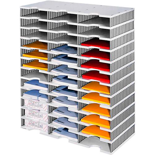 styro® Sortierstation styrodoc Standard SET, DIN C4, 12 Etagen/3-reihig/36 Fächer, grau/grau