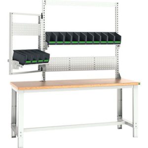 Systemwerkbank Bott cubio, mit Aufnahme- und Schwenkrahmen, Buche-Multiplexplatte, bis 800 kg, B 2000 x T 750 mm, Lichtgrau Systemwerkbank Bott cubio, mit Aufnahme- und Schwenkrahmen, Buche-Multiplexplatte, bis 800 kg, B 2000 x T 750 mm, Lichtgrau
