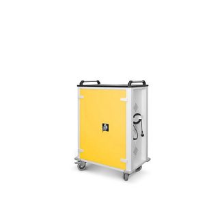 Tabletwagen, USB-Ladeeinheit, für 32 Tablets bis B 33 x T 10 x H 22 mm, Ladefläche, abschließbar, RAL 7035/RAL 1023