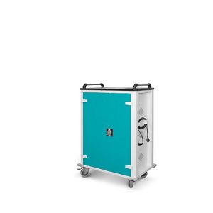 Tabletwagen, USB-Ladeeinheit, für 32 Tablets bis B 33 x T 10 x H 22 mm, Ladefläche, abschließbar, RAL 7035/RAL 5018 Tabletwagen, USB-Ladeeinheit, für 32 Tablets bis B 33 x T 10 x H 22 mm, Ladefläche, abschließbar, RAL 7035/RAL 5018