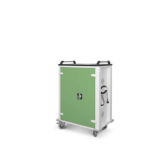 Tabletwagen, USB-Ladeeinheit, für 32 Tablets bis B 33 x T 10 x H 22 mm, Ladefläche, abschließbar, RAL 7035/RAL 6011