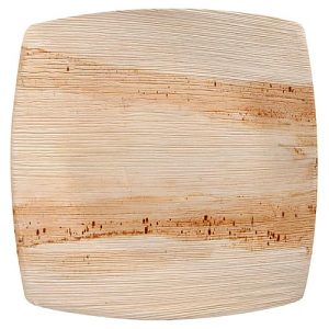 Teller Papstar QUADRATO Pure, Einweg, quadratisch, L 260 x B 260 mm, wasser- & hitzebeständig, kompostierbar, Palmblatt, natur, 25 Stück