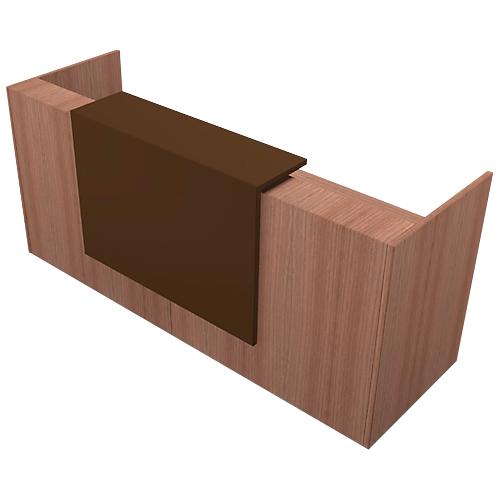 Theke Spezia, gerade, B 2460 x T 880 x H 1130 mm, Nuss Canaletto-Dekor/Leder brau