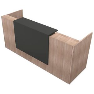 Theke Spezia, gerade, B 2460 x T 880 x H 1130 mm, Ulme-Dekor/Leder grau Theke Spezia, gerade, B 2460 x T 880 x H 1130 mm, Ulme-Dekor/Leder grau