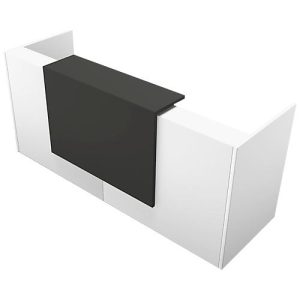 Theke Spezia, gerade, B 2460 x T 880 x H 1130 mm, weiß/Leder grau Theke Spezia, gerade, B 2460 x T 880 x H 1130 mm, weiß/Leder grau