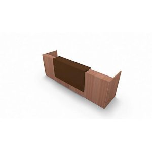Theke Spezia, gerade, B 3260 x T 880 x H 1130 mm, Nuss Canaletto-Dekor/Leder braun