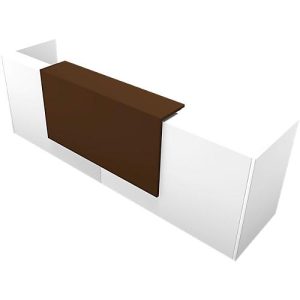 Theke Spezia, gerade, B 3260 x T 880 x H 1130 mm, weiß/Leder braun