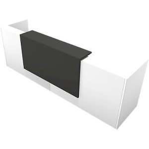 Theke Spezia, gerade, B 3260 x T 880 x H 1130 mm, weiß/Leder grau