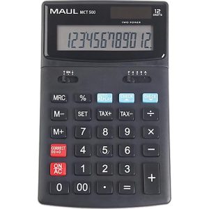 Tischrechner MAUL MCT500, 12 Stellen, Tax, Chec & Correct, Solar- & Batteriebetrieb, B 107 x T 174 x H 22 mm, schwarz Tischrechner MAUL MCT500, 12 Stellen, Tax, Chec & Correct, Solar- & Batteriebetrieb, B 107 x T 174 x H 22 mm, schwarz