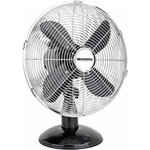 Tischventilator Metal Black 12′, 35 W, 3 Geschwindigkeiten, schwenkbar, Schwarz/Chrom