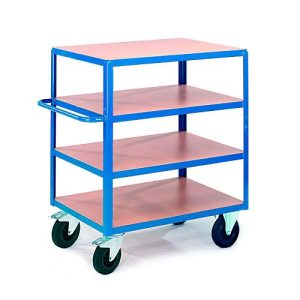 Tischwagen, 4 Ladeflächen, 1200 x 800 mm, Tragkraft 500 kg, für Produktion und Werkstatt Tischwagen, 4 Ladeflächen, 1200 x 800 mm, Tragkraft 500 kg, für Produktion und Werkstatt