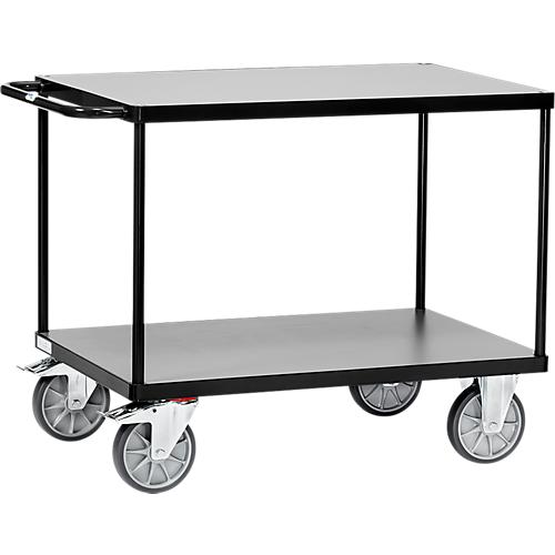 Tischwagen 'Grey Edition', Stahl/Holz, 2 Etagen, L 1000 x B 600 mm, bis 600 kg, anthrazitgrau/mittelgrau