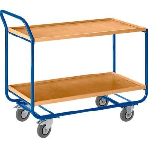 Tischwagen m. Holzrand, L 1000 x B 575 mm, 2 Etagen Tischwagen m. Holzrand, L 1000 x B 575 mm, 2 Etagen
