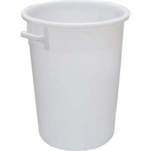 Tonne, mit Griffen, 100 l, Ø 520 x H 670 mm, lebensmittelecht, temperaturbeständig, stapelbar, recycelbares HDPE, weiß