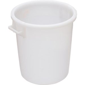 Tonne, mit Griffen, 35 l, Ø 390 x H 410 mm, lebensmittelecht, temperaturbeständig, stapelbar, recycelbares HDPE, weiß