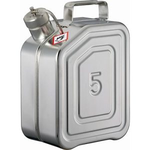 Transportkanister, Edelstahl 1.4301, 5 l, B 130 x T 200 x H 310 mm, Schraubkappe mit flexibler Welle Transportkanister, Edelstahl 1.4301, 5 l, B 130 x T 200 x H 310 mm, Schraubkappe mit flexibler Welle
