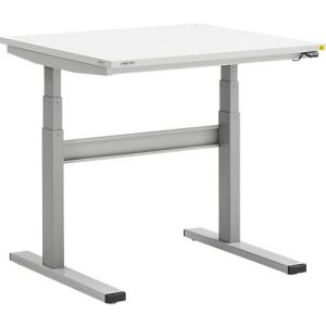 Treston TED Arbeitstisch M750 ESD, B 900 x T 800 mm, elektrisch höhenverstellbar, T-Fuß, hellgrau RAL 7025