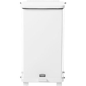 Tretabfalleimer Rubbermaid® Defenders®, rechteckig, Volumen 25 l, selbstschließender Deckel, Stahl verzinkt, weiß