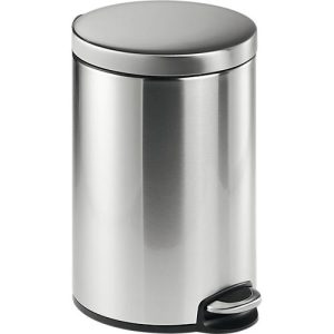 Treteimer Metall rund, Soft Close, 12 Liter, Edelstahl