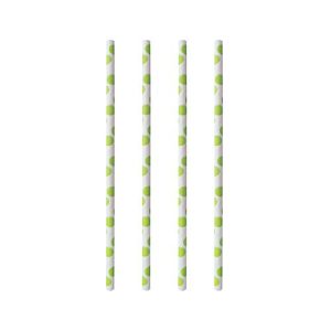 Trinkhalme Papstar Green Dots, Einweg, L 200 x Ø 6 mm, aus FSC®-zertifiziertem Papier, weiß mit grünen Punkten, 100 Stück