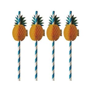 Trinkhalme Papstar Pineapple, Einweg, L 200 x Ø 6 mm, aus FSC®-zertifiziertem Papier mit 3-D Ananas, blau-weiß, 50 Stück Trinkhalme Papstar Pineapple, Einweg, L 200 x Ø 6 mm, aus FSC®-zertifiziertem Papier mit 3-D Ananas, blau-weiß, 50 Stück