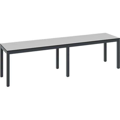 Umkleidebank Basic Plus, für Feuchträume, ohne Rückenlehne, 6-Fußgestell schwarzgrau RAL 7021, ohne Schuhrost, B 1500 mm, Dekor silbergrau