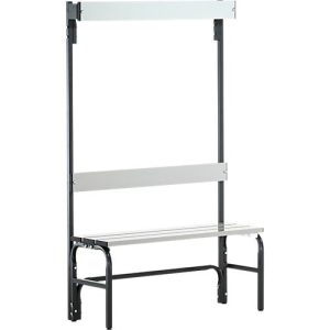 Umkleidebank, Stahlrohr/Alu, einfach mit Garderobenteil, 1015 mm breit, anthrazit Umkleidebank, Stahlrohr/Alu, einfach mit Garderobenteil, 1015 mm breit, anthrazit