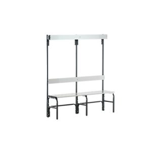 Umkleidebank, Stahlrohr/Alu, einfach mit Garderobenteil, 1500 mm breit, anthrazit Umkleidebank, Stahlrohr/Alu, einfach mit Garderobenteil, 1500 mm breit, anthrazit