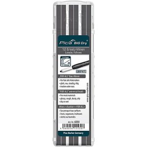 Universal Ersatzminen Pica BIG Dry FOR ALL, 5 mm, wasserlöslich, mit Etui, graphit, 12 Stück Universal Ersatzminen Pica BIG Dry FOR ALL, 5 mm, wasserlöslich, mit Etui, graphit, 12 Stück