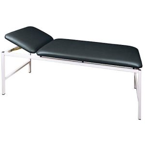 Untersuchungsliege, Kopflehne verstellbar, Stahlgestell, L 2000 x B 700 x H 680 mm, schwarz-weiß Untersuchungsliege, Kopflehne verstellbar, Stahlgestell, L 2000 x B 700 x H 680 mm, schwarz-weiß