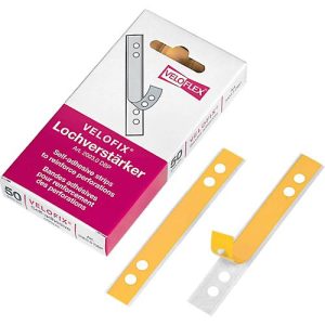 VELOFLEX Lochverstärker, PVC, selbstklebend, 50 Stück, glasklar VELOFLEX Lochverstärker, PVC, selbstklebend, 50 Stück, glasklar