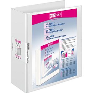VELOFLEX Ringbuch VELODUR, A4, 4-Ring-Mechanik, Rückenbreite 80 mm, weiß