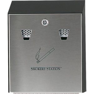 Wandascher Rubbermaid® Smokers Station®, für den Außenbereich, Volumen 3,1 l, abschließbar, B 254 x T 76 x H 317 mm, Stahl feuerverzinkt, silber