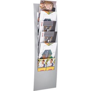 Wandprospekthalter, B 310 x T 100 x H1020 mm, für alle Formate, weißaluminium, Metall