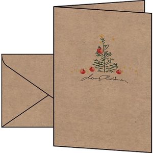 Weihnachtskarten Sigel ‚Christmas with apples‘, inkl. Umschläge, DIN A6, 10 Stück, braunes Kraftpapier