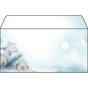 Weihnachtsumschlag ‚Snow Star‘, 25 Umschläge ohne Fenster, DIN Lang, Inkjet- & Laserdrucker