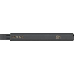 WERA Bit 800 S, für Schlitzschrauben 5,5 mm, L 70 mm, 1/4 Zoll C6,3 Antrieb, extra zähhart