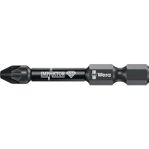 WERA Bit 855/4 IMP DC PZD2, L 50 mm, 1/4 Zoll E6,3, Impaktor diamantbeschichtet, für Impakt-Schrauber, 5 Stück