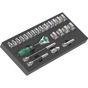 WERA Werkzeugmodul 9721, 23-tlg, mit Schaumstoffeinlage, Zyklop Knarre 3/8′, wasser- und ölabweisend WERA Werkzeugmodul 9721, 23-tlg, mit Schaumstoffeinlage, Zyklop Knarre 3/8′, wasser- und ölabweisend
