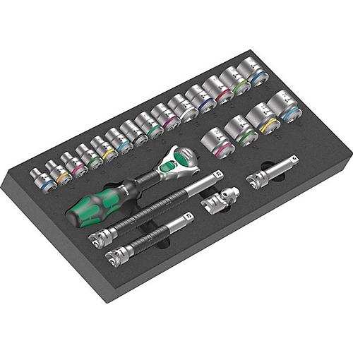 WERA Werkzeugmodul 9721, 23-tlg, mit Schaumstoffeinlage, Zyklop Knarre 3/8', wasser- und ölabweisend