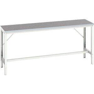 Werkbank Bott verso, Linoleum-Platte, mit Querstrebenset, B 2000 x T 600 x H 780 – 930 mm, RAL 7035 Lichtgrau