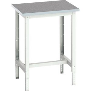 Werkbank Bott verso, Linoleum-Platte, mit Querstrebenset, B 700 x T 600 x H 780 – 930 mm, Lichtgrau